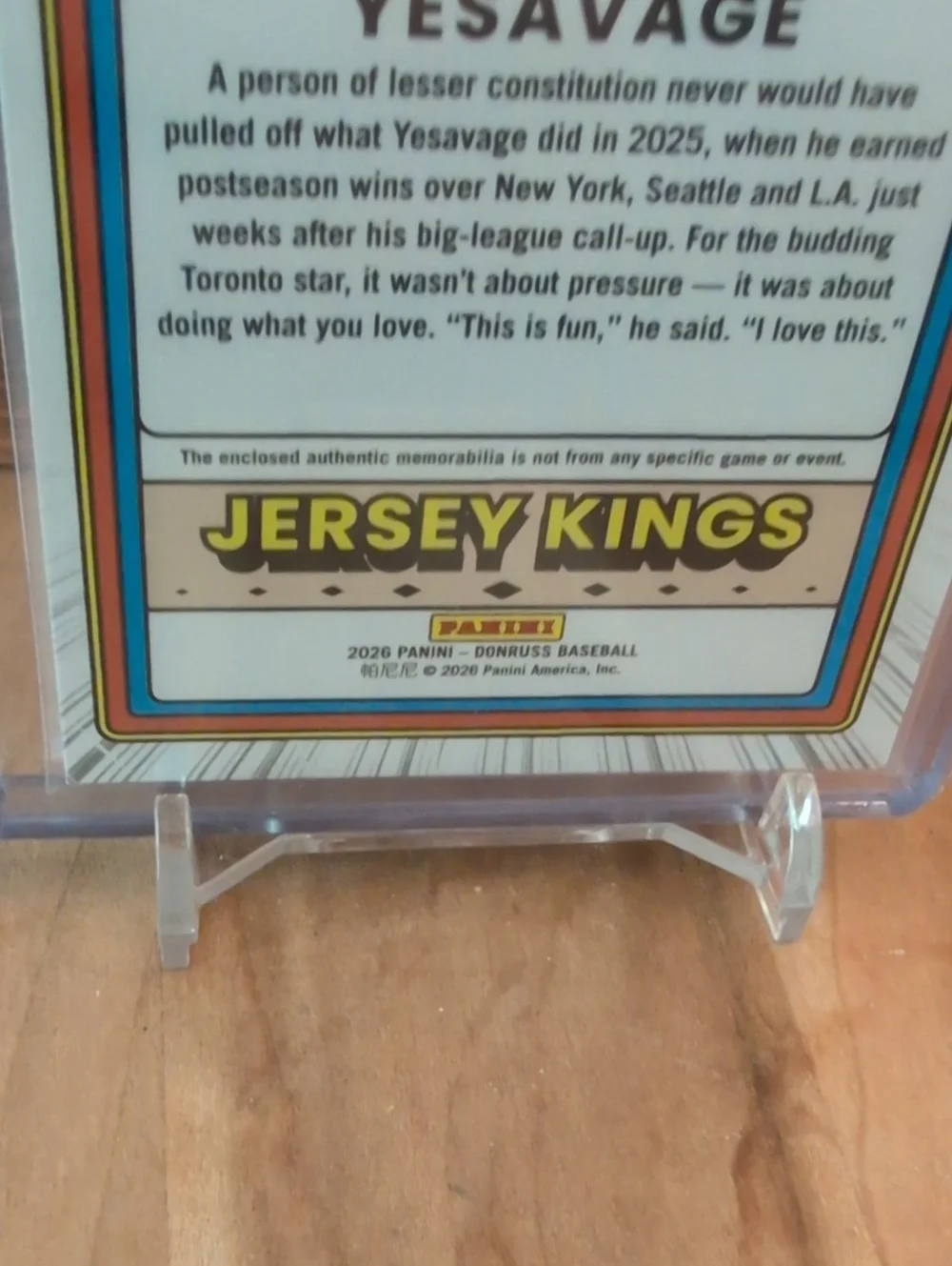 2026 Donruss Trey Yesavage Jersey Kings Relic Patch Rookie Card Blue Jays